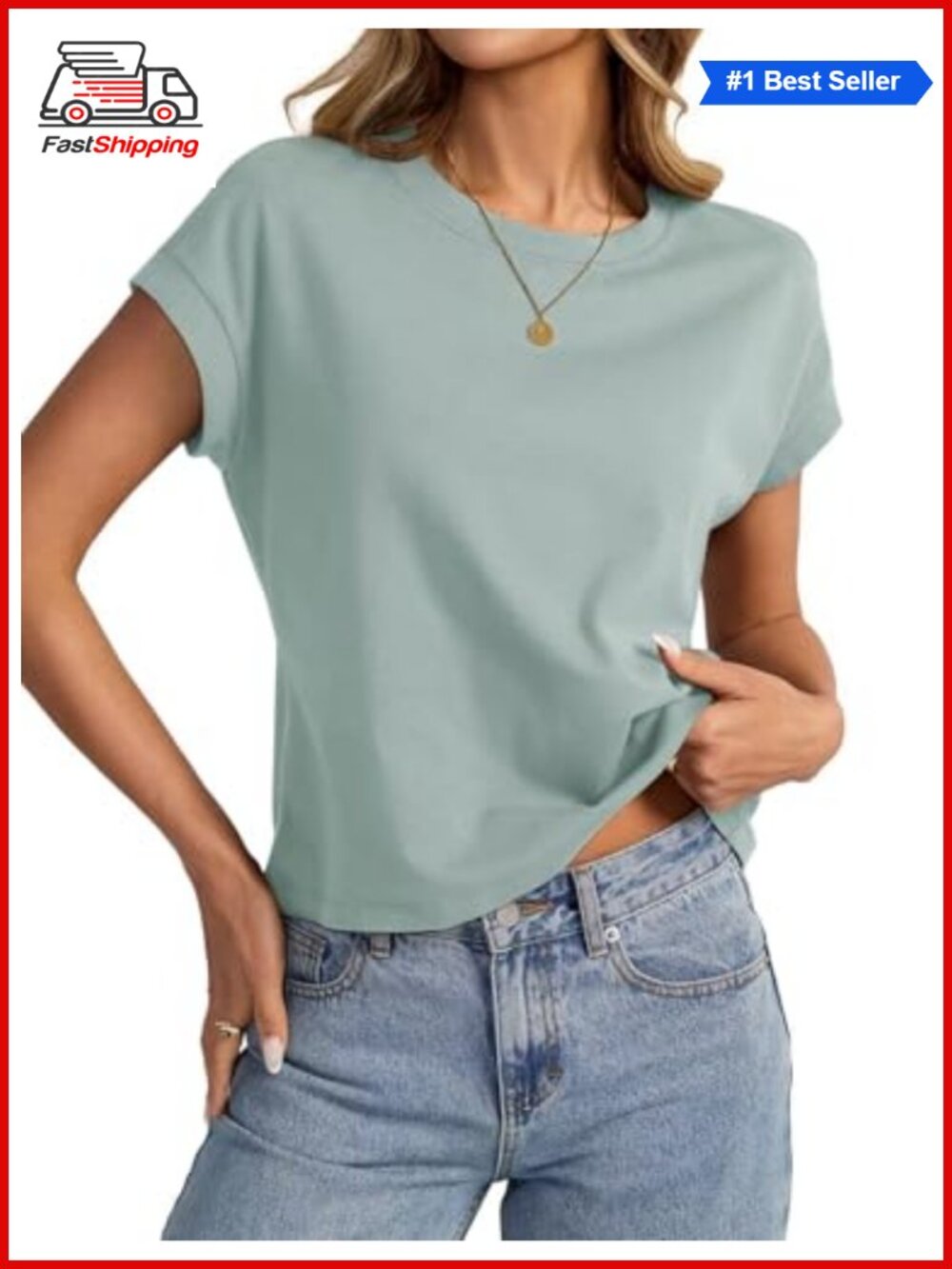 ✨ EasyGala Womens Cotton Crop Top Loose Fit Crewneck Short Sleeve Summer Tee